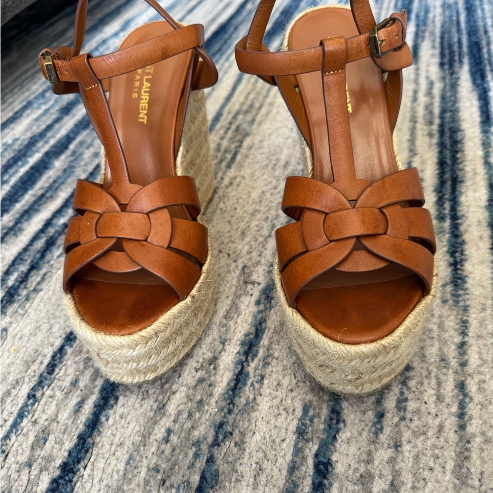Saint Laurent Brown Wedges with Timeless Elegance - Picture 2 of 4